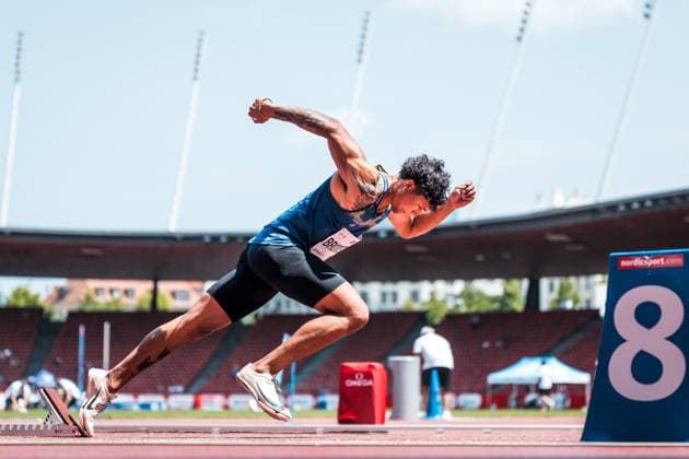 Swiss Athletics Championships, 26.07.2026 ZURICH, SWITZERLAND - JULY 26: Haydn Brotschi (LV Langenthal) at the start of the mens 400 m final at the Swiss Athletics Championships on July 26, 2026 in Zurich, Switzerland. *** Swiss Athletics Championships, July 26, 2026, ZURICH, SWITZERLAND July 26 Haydn Brotschi of LV Langenthal at the start of the men s 400-meter final at the Swiss Athletics Championships on July 26, 2026, in Zurich, Switzerland Copyright: xBEAUTIFULxSPORTS UlfxSchillerx