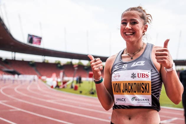 Swiss Athletics Championships, 26.07.2026 ZURICH, SWITZERLAND - JULY 26: Selina von Jackowski (LC Zuerich) after the 100 m hurdles at the Swiss Athletics Championships on July 26, 2026 in Zurich, Switzerland. *** Swiss Athletics Championships, July 26, 2026, Zurich, Switzerland Selina von Jackowski of LC Zurich after the 100-meter hurdles at the Swiss Athletics Championships on July 26, 2026, in Zurich, Switzerland Copyright: xBEAUTIFULxSPORTS UlfxSchillerx