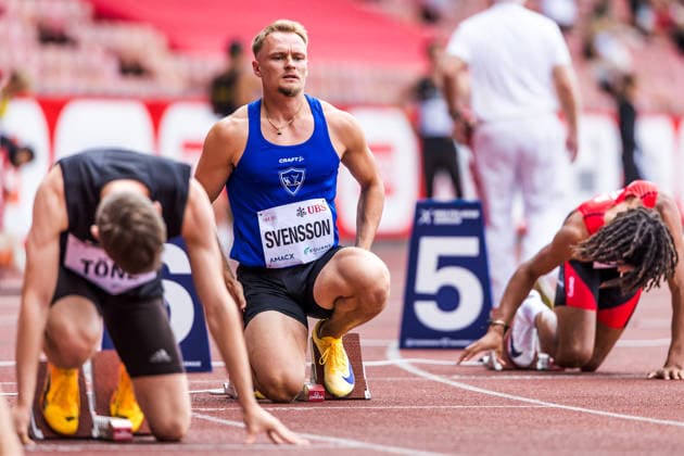 Swiss Athletics Championships, 26.07.2026 ZURICH, SWITZERLAND - JULY 26: Felix Svensson (Versoix Athletisme) at the start of the mens 200 m at the Swiss Athletics Championships on July 26, 2026 in Zurich, Switzerland. *** Swiss Athletics Championships, July 26, 2026, Zurich, Switzerland. Felix Svensson of Versoix Athletisme at the start of the men s 200-meter race at the Swiss Athletics Championships on July 26, 2026, in Zurich, Switzerland Copyright: xBEAUTIFULxSPORTS UlfxSchillerx