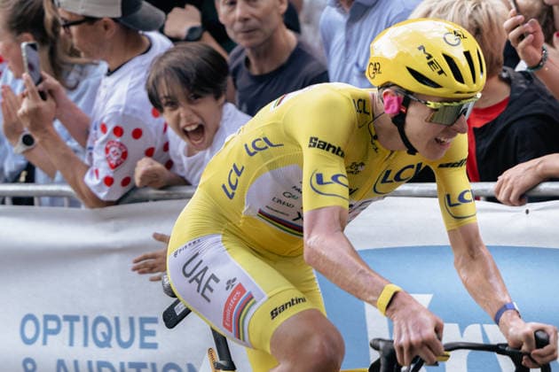 Paris, France, July 26, 2026 - UAE Team Emirates - XRG s Slovenian rider Tadej Pogacar, wearing the overall leader yellow jersey cycles up Rue Lepic on the ascent of the Butte de Montmartre during the 21st stage of the 113th edition of the Tour de France cycling race, 88,7 km starting and finishing in Paris TOUR DE FRANCE, VELO  Copyright: xAlexisxSciardx