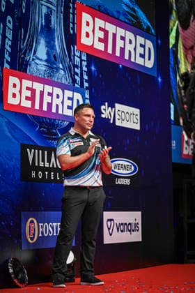 RECORD DATE NOT STATED 26th July 2026, Winter Gardens, Blackpool, Lancashire, England; 2026 Betfred World Matchplay Darts, Mens, Final Day; Gerwyn Price is disappointed after losing his final match against Luke Littler but still applauds his opponent GodfreyxPitt