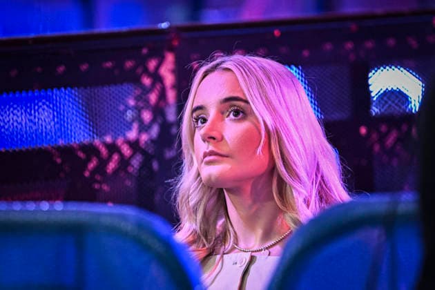 RECORD DATE NOT STATED 26th July 2026, Winter Gardens, Blackpool, Lancashire, England; 2026 Betfred World Matchplay Darts, Mens, Final Day; Faith Millar watches her boyfriend Luke Littler on stage GodfreyxPitt