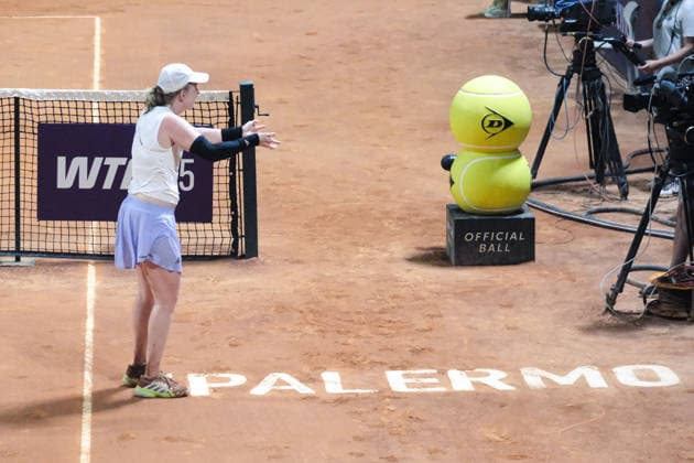 IPA87027548 - Palermo, Italy, July 2026. Country Time Club, women s singles final at the 2026 Palermo Ladies Open, a professional women s tennis tournament on the WTA, Tennis Damen 125 circuit. Pictured: Francesca Jones celebrating her victory  Copyright: xFedericoxSerra IPAxSportx xx 87027548