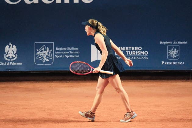 IPA87027475 - Palermo, Italy, July 2026. Country Time Club, women s singles final at the 2026 Palermo Ladies Open, a professional women s tennis tournament on the WTA, Tennis Damen 125 circuit. Pictured: Fiona Ferro celebrating  Copyright: xFedericoxSerra IPAxSportx xx 87027475