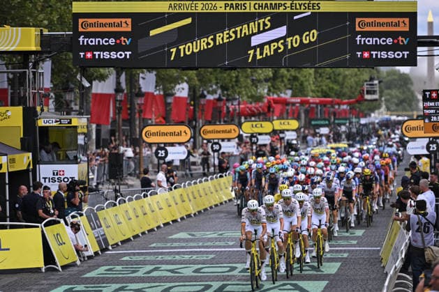 Tour de France arrival in Paris FA Cyclists compete during the 21st step of the Tour de France as they arrive at the Champs-Elysees on July 26, 2026. Photo by Firas Abdullah ABACAPRESS.COM Paris Ile-de-France France  Copyright: xAbdullahxFiras ABACAx