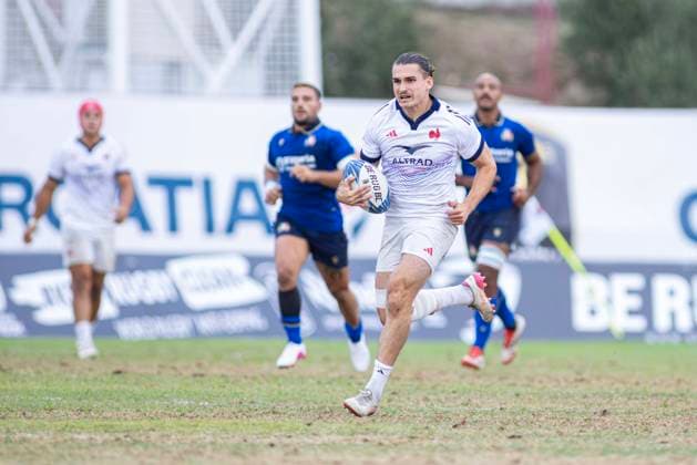 July 26, 2026, Split, Dalmatia, Croatia: Action during RUGBY EUROPE SEVENS MEN S Arthur MATHIRON (France) 21 in action with bal during the CHAMPIONSHIP SERIES 2026 - SPLIT FINAL match between the France and Italy. RUGBY EUROPE SEVENS MEN s CHAMPIONSHIP SERIES 2026 - SPLIT FINAL: France Vs Italy 43:0  - ZUMAp210 20260726_zsp_p210_005 Copyright: xMajaxPrgometx