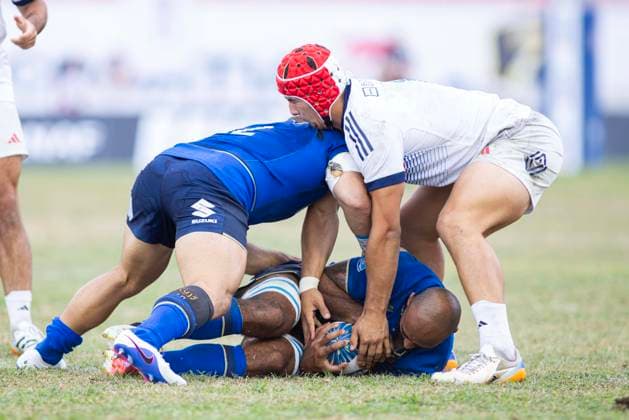 July 26, 2026, Split, Dalmatia, Croatia: Joe QUERE KARABA (France) 1 in actiong during RUGBY EUROPE SEVENS MEN S CHAMPIONSHIP SERIES 2026 - SPLIT FINAL match between the France and Italy. On photo Joe QUERE KARABA (France) 1 and ond the ground Michael MBA (Italy) 10. Split Croatia - ZUMAp210 20260726_zsp_p210_011 Copyright: xMajaxPrgometx