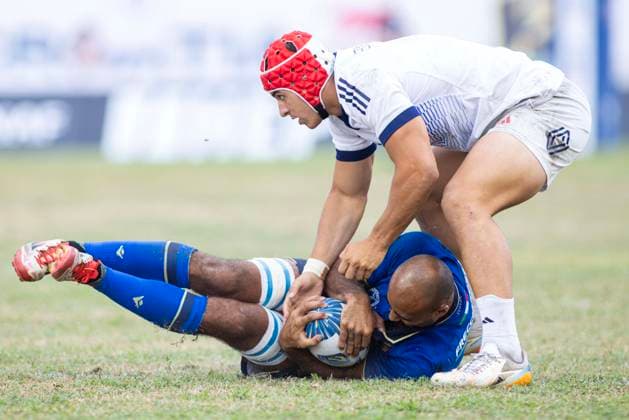 July 26, 2026, Split, Dalmatia, Croatia: Joe QUERE KARABA (France) 1 in actiong during RUGBY EUROPE SEVENS MEN S CHAMPIONSHIP SERIES 2026 - SPLIT FINAL match between the France and Italy. On photo Joe QUERE KARABA (France) 1 and ond the ground Michael MBA (Italy) 10. RUGBY EUROPE SEVENS MEN s CHAMPIONSHIP SERIES 2026 - SPLIT FINAL: France Vs Italy 43:0  - ZUMAp210 20260726_zsp_p210_010 Copyright: xMajaxPrgometx