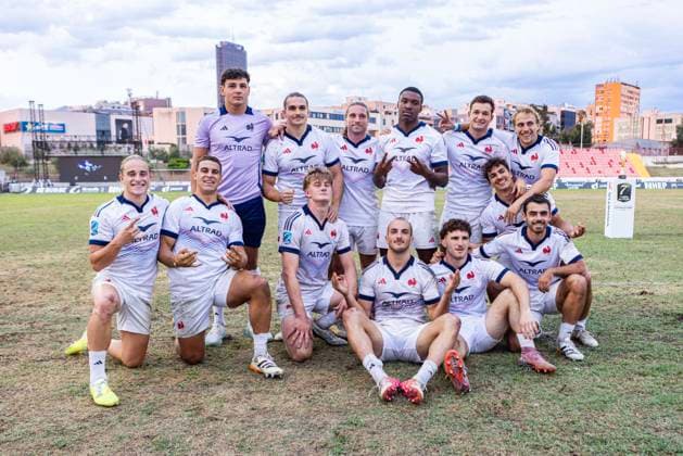July 26, 2026, Split, Dalmatia, Croatia: RUGBY EUROPE SEVENS MEN S CHAMPIONSHIP SERIES 2026 - SPLIT FINAL match between the France and Italy. On photo France TEAM after game. RUGBY EUROPE SEVENS MEN s CHAMPIONSHIP SERIES 2026 - SPLIT FINAL: France Vs Italy 43:0  - ZUMAp210 20260726_zsp_p210_012 Copyright: xMajaxPrgometx