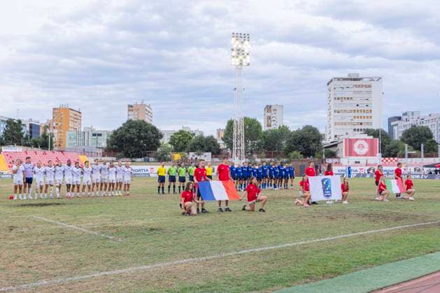July 26, 2026, Split, Dalmatia, Croatia: Teams listen to the national anthem before the start of the final match RUGBY EUROPE SEVENS MEN S CHAMPIONSHIP SERIES 2026 - SPLIT. Split Croatia - ZUMAp210 20260726_zsp_p210_014 Copyright: xMajaxPrgometx