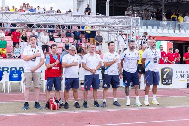 July 26, 2026, Split, Dalmatia, Croatia: RUGBY EUROPE SEVENS MEN S CHAMPIONSHIP SERIES 2026 - SPLIT FINAL match between the France and Italy. On photo Italy Coaching staff. Split Croatia - ZUMAp210 20260726_zsp_p210_016 Copyright: xMajaxPrgometx