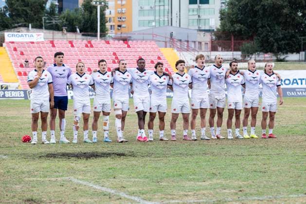 July 26, 2026, Split, Dalmatia, Croatia: RUGBY EUROPE SEVENS MEN S CHAMPIONSHIP SERIES 2026 - SPLIT FINAL match between the France and Italy. On photo France TEAM. Split Croatia - ZUMAp210 20260726_zsp_p210_017 Copyright: xMajaxPrgometx