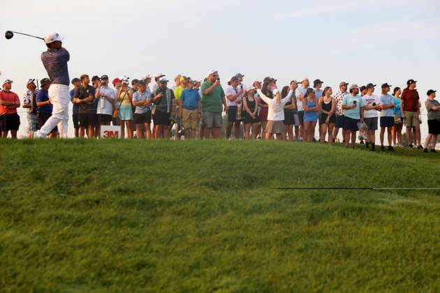 July 26, 2026, Blaine, Minnesota, United States: FABIAN GOMEZ drivers the ball at hole one. This is the final day of the at TPC Twin Cities in Blaine Minnesota. Blaine United States - ZUMAt166 20260726_zsp_t166_010 Copyright: xMichaelxTurnerx