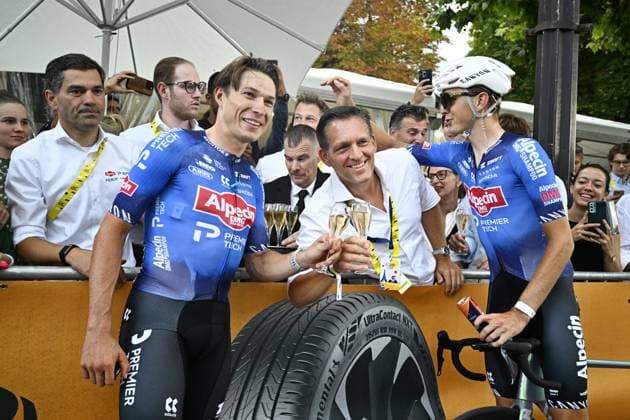 Belgian Jasper Philipsen of Alpecin-Premier Tech celebrates after stage 21 of the 2026 Tour de France cycling race, a stage of 130km from Thoiry to Paris Champs-Elysees , on Sunday 26 July 2026. The 113th edition of the Tour de France starts on Saturday 4 July in Barcelona, Spain, and will finish in Paris, France on the 26th of July. JASPERxJACOBS  x182130210x