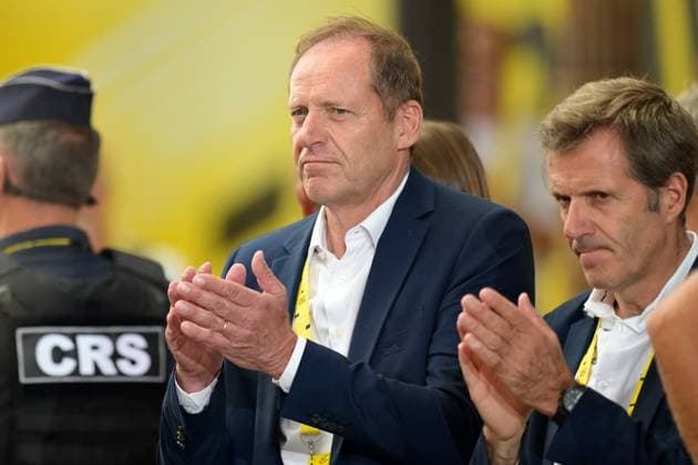 Christian Prudhomme, cycling director of ASO (Amaury Organisation) is pictured after stage 21 of the 2026 Tour de France cycling race, a stage of 130km from Thoiry to Paris Champs-Elysees , on Sunday 26 July 2026. The 113th edition of the Tour de France starts on Saturday 4 July in Barcelona, Spain, and will finish in Paris, France on the 26th of July. DAVIDxPINTENS  x182130321x