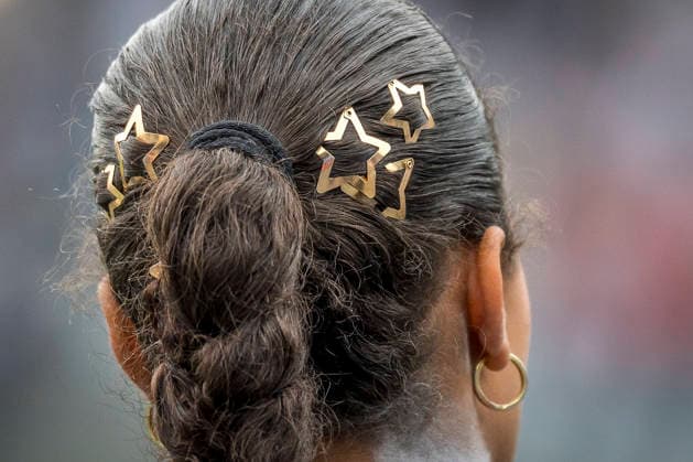 Deutsche Leichtathletik-Meisterschaften; Bochum-Wattenscheid, 26.07.2026 Haarschmuck von Yemisi Mabry (MTG Mannheim); Deutsche Leichtathletik-Meisterschaften am 26.07.2026 im Lorheide-Stadion, Bochum-Wattenscheid (Nordrhein-Westfalen). *** German Track and Field Championships, Bochum-Wattenscheid, July 26, 2026; Hair accessories by Yemisi Mabry, MTG Mannheim; German Track and Field Championships on July 26, 2026, at Lorheide Stadium, Bochum-Wattenscheid, North Rhine-Westphalia Copyright: xBEAUTIFULxSPORTS AxelxKohringx