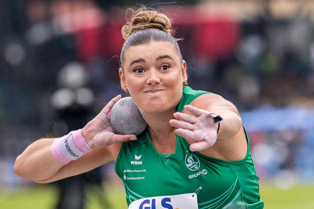 Deutsche Leichtathletik-Meisterschaften; Bochum-Wattenscheid, 26.07.2026 Milaine Ammon (SV Halle), Kugelstossen; Deutsche Leichtathletik-Meisterschaften am 26.07.2026 im Lorheide-Stadion, Bochum-Wattenscheid (Nordrhein-Westfalen). *** German Track and Field Championships, Bochum-Wattenscheid, July 26, 2026; Milaine Ammon, SV Halle, shot put; German Track and Field Championships on July 26, 2026, at Lorheide Stadium, Bochum-Wattenscheid, North Rhine-Westphalia Copyright: xBEAUTIFULxSPORTS AxelxKohringx
