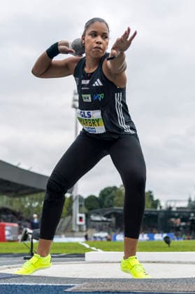 Deutsche Leichtathletik-Meisterschaften; Bochum-Wattenscheid, 26.07.2026 Yemisi Mabry (MTG Mannheim), Kugelstossen; Deutsche Leichtathletik-Meisterschaften am 26.07.2026 im Lorheide-Stadion, Bochum-Wattenscheid (Nordrhein-Westfalen). *** German Track and Field Championships, Bochum-Wattenscheid, July 26, 2026; Yemisi Mabry (MTG Mannheim), shot put; German Track and Field Championships on July 26, 2026, at Lorheide Stadium, Bochum-Wattenscheid, North Rhine-Westphalia Copyright: xBEAUTIFULxSPORTS AxelxKohringx