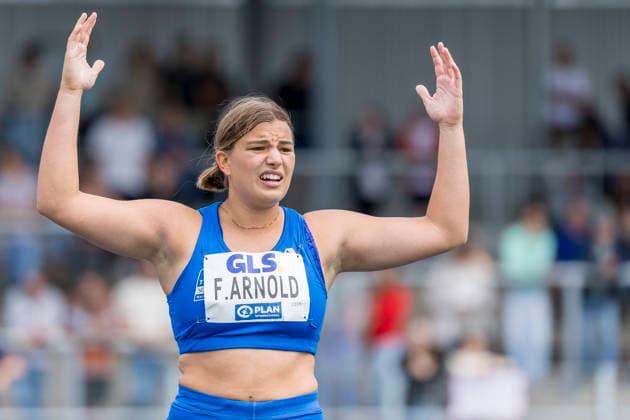 Deutsche Leichtathletik-Meisterschaften; Bochum-Wattenscheid, 26.07.2026 Franca Arnold (TSV SCHOTT Mainz), Speerwurf; Deutsche Leichtathletik-Meisterschaften am 26.07.2026 im Lorheide-Stadion, Bochum-Wattenscheid (Nordrhein-Westfalen). *** German Track and Field Championships, Bochum-Wattenscheid, July 26, 2026; Franca Arnold, TSV SCHOTT Mainz, javelin throw; German Track and Field Championships on July 26, 2026, at Lorheide Stadium, Bochum-Wattenscheid, North Rhine-Westphalia Copyright: xBEAUTIFULxSPORTS AxelxKohringx