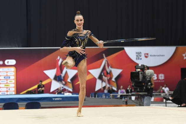 Darja Varfolomeev gewinnt die Goldmedaille im Finale der Deutschen Meisterschaft in Rhythmischer Sportgymnastik, Reifen bei den 6. Finals 2026 in der ZAG Arena. Hannover, 26.07.2026 *** Darja Varfolomeev wins the gold medal in the Rhythmic Gymnastics Hoop final at the 2026 German Championships, held as part of the 6 Finals 2026 at the ZAG Arena in Hanover on July 26, 2026 Foto:xC.xNiehausx xFuturexImagex finals_6796