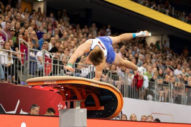 DM Finals 2026; Gerätfinals Männer Sprung***Meik Layer am Sprung *** 2026 DM Finals Men s Apparatus Finals – Vault***Meik Layer on the vault Copyright: xUdoxHerrmannx