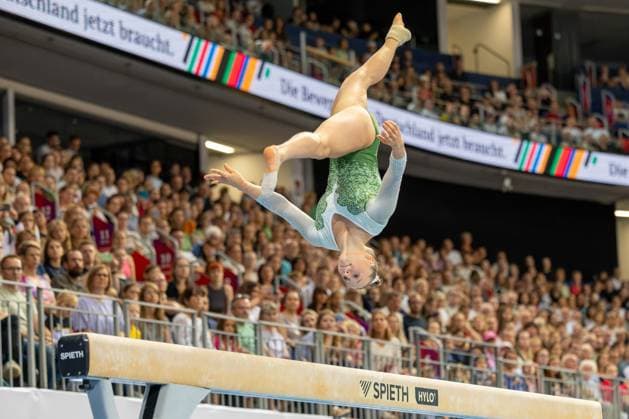 DM Finals 2026; Gerätfinals Frauen Schwebalken***Silja Stöhr bei ihrer Übung *** 2026 German Championships Women s Balance Beam Finals***Silja Stöhr performing her routine Copyright: xUdoxHerrmannx