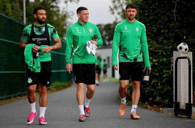Shamrock Rovers press conference, PK, Pressekonferenz & Squad Training, Roadstone, Dublin 27 7 2026 Jake Mulraney, Gary O Neill and Enda Stevens Jake Mulraney, Gary O Neill and Enda Stevens 27 7 2026  Copyright: xx RB2_4585