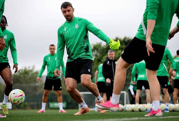 Shamrock Rovers press conference, PK, Pressekonferenz & Squad Training, Roadstone, Dublin 27 7 2026 Enda Stevens Enda Stevens 27 7 2026  Copyright: xx RB2_5839