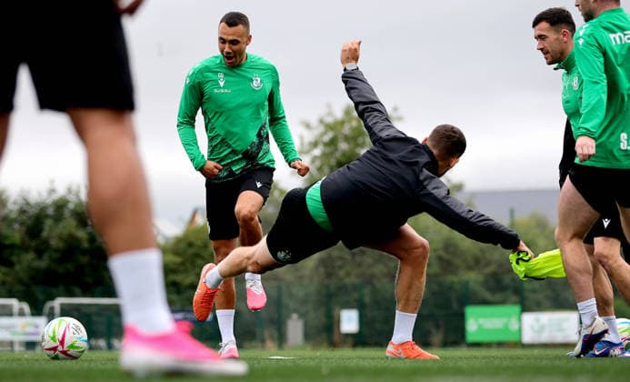 Shamrock Rovers press conference, PK, Pressekonferenz & Squad Training, Roadstone, Dublin 27 7 2026 Graham Burke Graham Burke 27 7 2026  Copyright: xx RB2_6070