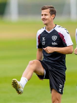 Sander Erik Kartum of Heart of Midlothian during Hearts training ahead of the clash with Sturm Graz Heart of Midlothian Training, Football, Oriam, Edinburgh, Scotland, UK - 27 Jul 2026Edinburgh Oriam Scotland United Kingdom EDITORIAL USE ONLY No use with unauthorised audio, video, data, fixture lists, club league logos or live services. Online in-match use limited to 120 images, no video emulation. No use in betting, games or single club league player publications.  Copyright: xAlanxRennie Shutterstockx 17015659at