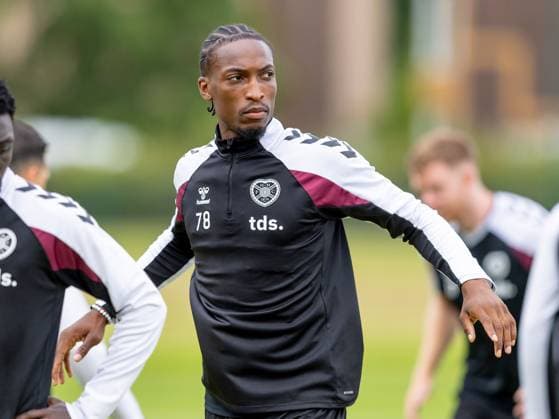 Laurent Mendy of Heart of Midlothian during Hearts training ahead of the clash with Sturm Graz Heart of Midlothian Training, Football, Oriam, Edinburgh, Scotland, UK - 27 Jul 2026Edinburgh Oriam Scotland United Kingdom EDITORIAL USE ONLY No use with unauthorised audio, video, data, fixture lists, club league logos or live services. Online in-match use limited to 120 images, no video emulation. No use in betting, games or single club league player publications.  Copyright: xAlanxRennie Shutterstockx 17015659av