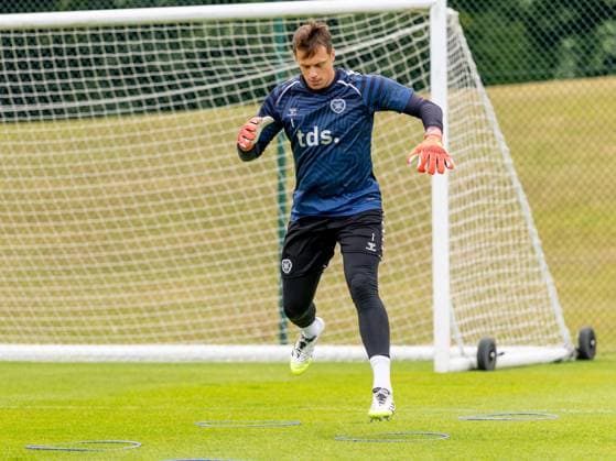 Alexander Schwolow of Hearts of Midlothian during Hearts training ahead of the clash with Sturm Graz Heart of Midlothian Training, Football, Oriam, Edinburgh, Scotland, UK - 27 Jul 2026Edinburgh Oriam Scotland United Kingdom EDITORIAL USE ONLY No use with unauthorised audio, video, data, fixture lists, club league logos or live services. Online in-match use limited to 120 images, no video emulation. No use in betting, games or single club league player publications.  Copyright: xAlanxRennie Shutterstockx 17015659db