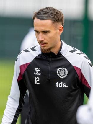 Tom Renaud of Heart of Midlothian during Hearts training ahead of the clash with Sturm Graz Heart of Midlothian Training, Football, Oriam, Edinburgh, Scotland, UK - 27 Jul 2026Edinburgh Oriam Scotland United Kingdom EDITORIAL USE ONLY No use with unauthorised audio, video, data, fixture lists, club league logos or live services. Online in-match use limited to 120 images, no video emulation. No use in betting, games or single club league player publications.  Copyright: xAlanxRennie Shutterstockx 17015659cq