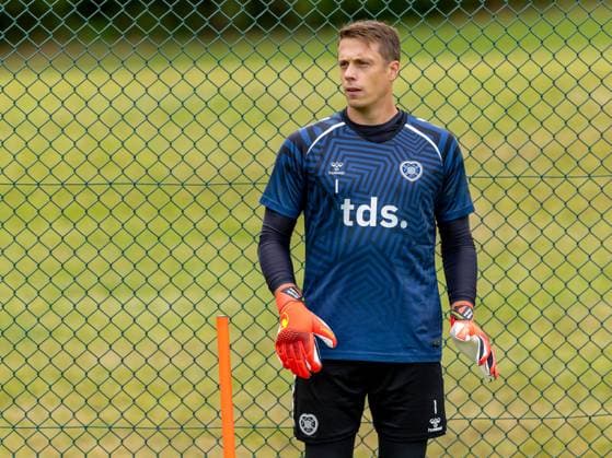 Alexander Schwolow of Hearts of Midlothian during Hearts training ahead of the clash with Sturm Graz Heart of Midlothian Training, Football, Oriam, Edinburgh, Scotland, UK - 27 Jul 2026Edinburgh Oriam Scotland United Kingdom EDITORIAL USE ONLY No use with unauthorised audio, video, data, fixture lists, club league logos or live services. Online in-match use limited to 120 images, no video emulation. No use in betting, games or single club league player publications.  Copyright: xAlanxRennie Shutterstockx 17015659cn