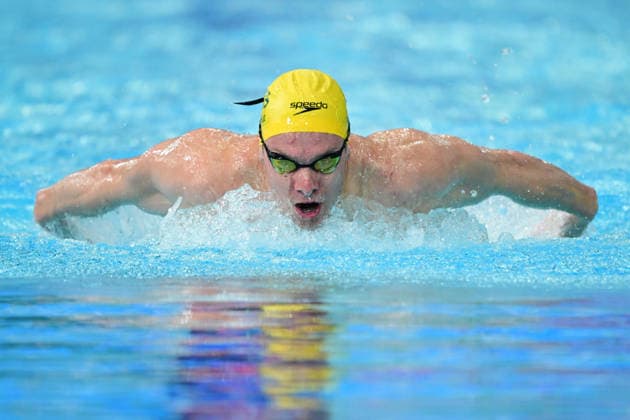 COM26 SWIMMING HEATS, Matthew Temple of Australia competes during the Men™s 200m Butterfly heats at the Glasgow 2026 Commonwealth Games at the Tollcross International Swimming Centre in Glasgow, Scotland, Monday, July 27, 2026. ( NO ARCHIVING, EDITORIAL USE ONLY Glasgow Scotland United Kingdom  Copyright: xDEANxLEWINSx 20260727145785028874