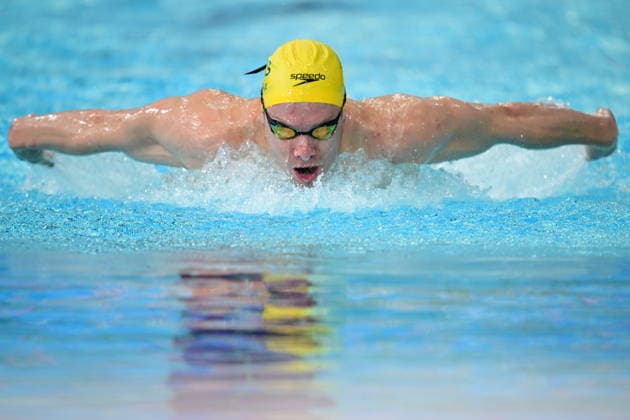 COM26 SWIMMING HEATS, Matthew Temple of Australia competes during the Men™s 200m Butterfly heats at the Glasgow 2026 Commonwealth Games at the Tollcross International Swimming Centre in Glasgow, Scotland, Monday, July 27, 2026. ( NO ARCHIVING, EDITORIAL USE ONLY Glasgow Scotland United Kingdom  Copyright: xDEANxLEWINSx 20260727163486145046
