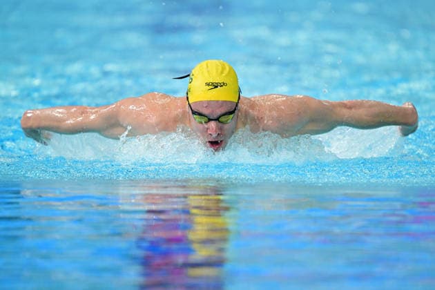 COM26 SWIMMING HEATS, Matthew Temple of Australia competes during the Men™s 200m Butterfly heats at the Glasgow 2026 Commonwealth Games at the Tollcross International Swimming Centre in Glasgow, Scotland, Monday, July 27, 2026. ( NO ARCHIVING, EDITORIAL USE ONLY Glasgow Scotland United Kingdom  Copyright: xDEANxLEWINSx 20260727172972181841