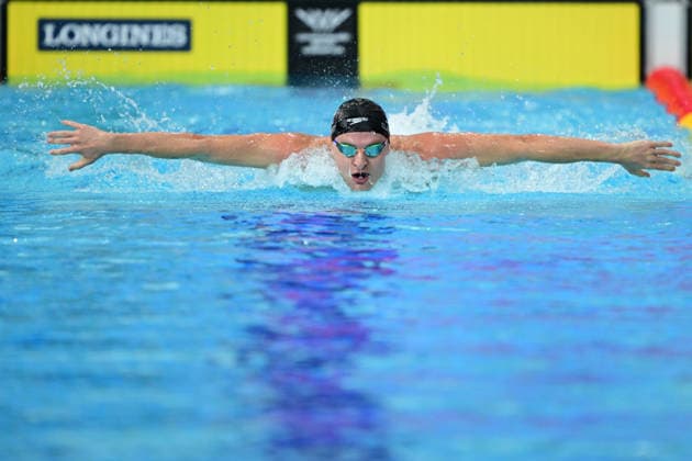 COM26 SWIMMING HEATS, Lewis Clareburt of New Zealand competes during the Men™s 200m Butterfly heats at the Glasgow 2026 Commonwealth Games at the Tollcross International Swimming Centre in Glasgow, Scotland, Monday, July 27, 2026. ( NO ARCHIVING, EDITORIAL USE ONLY Glasgow Scotland United Kingdom  Copyright: xDEANxLEWINSx 20260727121808594529