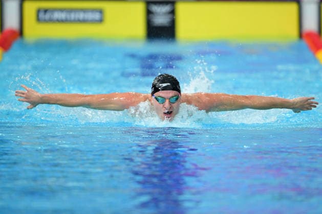 COM26 SWIMMING HEATS, Lewis Clareburt of New Zealand competes during the Men™s 200m Butterfly heats at the Glasgow 2026 Commonwealth Games at the Tollcross International Swimming Centre in Glasgow, Scotland, Monday, July 27, 2026. ( NO ARCHIVING, EDITORIAL USE ONLY Glasgow Scotland United Kingdom  Copyright: xDEANxLEWINSx 20260727187924714391