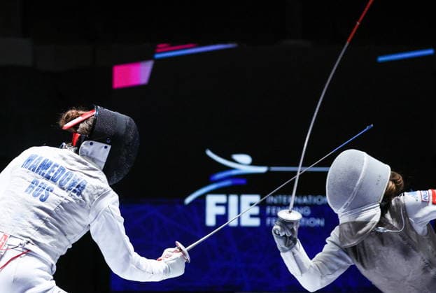 CHINA, HONG KONG - JULY 27, 2026: Russia s Aila Mamedova (L) and Italy s Martina Favaretto compete in the ladies individual foil event at the 2026 Kerry Fencing World Championships 2026 Fencing World Championships In Hong Kong  - ZUMAt113 20260727_zaa_t113_095 Copyright: xMikhailxSinitsynx