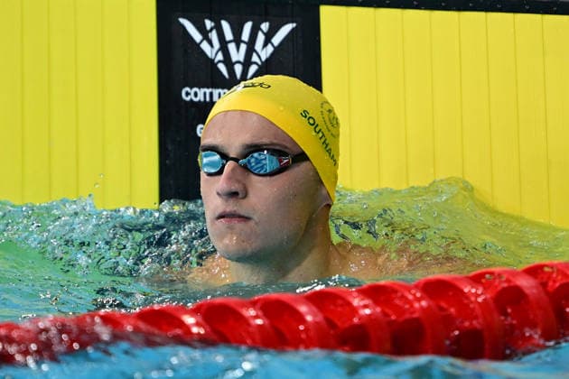 COM26 SWIMMING HEATS, Flynn Southam of Australia during the Men™s 100m Freestyle heats at the Glasgow 2026 Commonwealth Games at the Tollcross International Swimming Centre in Glasgow, Scotland, Monday, July 27, 2026. ( NO ARCHIVING, EDITORIAL USE ONLY Glasgow Scotland United Kingdom  Copyright: xDEANxLEWINSx 20260727144534372574
