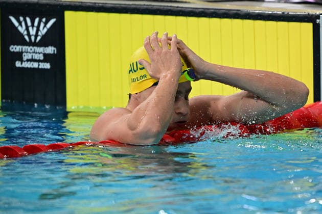 COM26 SWIMMING HEATS, Kai Taylor of Australia during the Men™s 100m Freestyle heats at the Glasgow 2026 Commonwealth Games at the Tollcross International Swimming Centre in Glasgow, Scotland, Monday, July 27, 2026. ( NO ARCHIVING, EDITORIAL USE ONLY Glasgow Scotland United Kingdom  Copyright: xDEANxLEWINSx 20260727192981546365