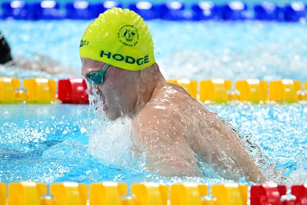 COM26 SWIMMING HEATS, Tim Hodge of Australia during the Men™s 100m Breaststroke SB9 para heats at the Glasgow 2026 Commonwealth Games at the Tollcross International Swimming Centre in Glasgow, Scotland, Monday, July 27, 2026. ( NO ARCHIVING, EDITORIAL USE ONLY Glasgow Scotland United Kingdom  Copyright: xDEANxLEWINSx 20260727119496115306