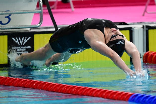 COM26 SWIMMING HEATS, Amber George of New Zealand during the Women™s 50m Backstroke heats at the Glasgow 2026 Commonwealth Games at the Tollcross International Swimming Centre in Glasgow, Scotland, Monday, July 27, 2026. ( NO ARCHIVING, EDITORIAL USE ONLY Glasgow Scotland United Kingdom  Copyright: xDEANxLEWINSx 20260727122414624313