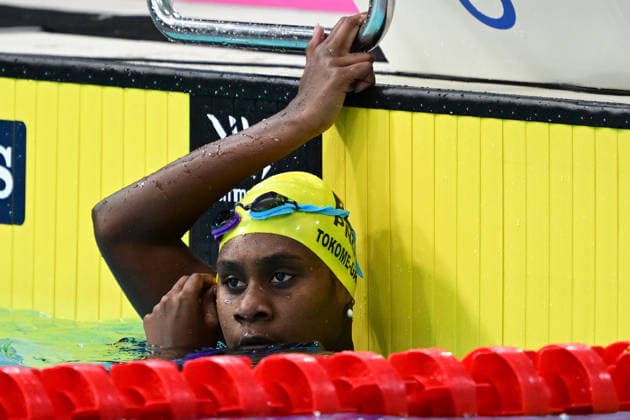 COM26 SWIMMING HEATS, Jhnayali Tokome-Garap of Papua New Guinea during the Women™s 50m Backstroke heats at the Glasgow 2026 Commonwealth Games at the Tollcross International Swimming Centre in Glasgow, Scotland, Monday, July 27, 2026. ( NO ARCHIVING, EDITORIAL USE ONLY Glasgow Scotland United Kingdom  Copyright: xDEANxLEWINSx 20260727128960302019