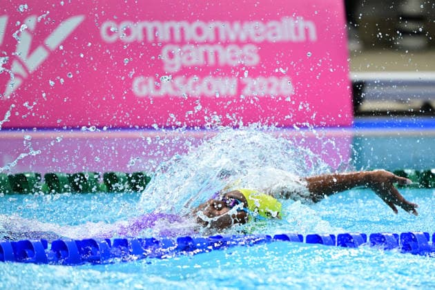 COM26 SWIMMING HEATS, Jhnayali Tokome-Garap of Papua New Guinea during the Women™s 50m Backstroke heats at the Glasgow 2026 Commonwealth Games at the Tollcross International Swimming Centre in Glasgow, Scotland, Monday, July 27, 2026. ( NO ARCHIVING, EDITORIAL USE ONLY Glasgow Scotland United Kingdom  Copyright: xDEANxLEWINSx 20260727198787944520