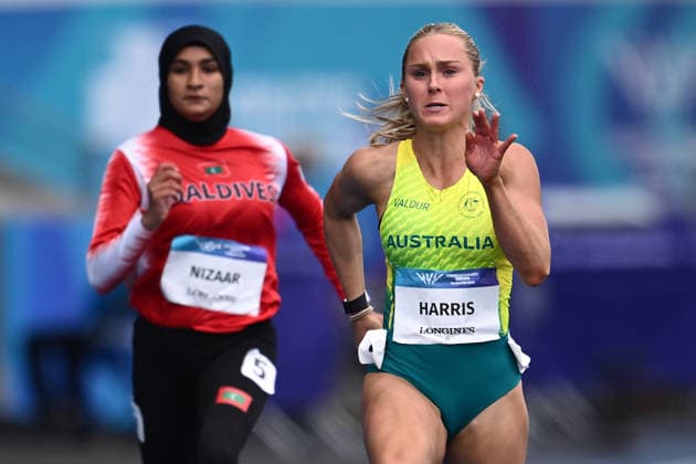 COM26 ATHLETICS, Georgia Harris of Australia competes in the Women s 100m Heats during the the Glasgow 2026 Commonwealth Games at Scotstoun Stadium in Glasgow, Scotland, Monday, July 27, 2026. ( NO ARCHIVING, EDITORIAL USE ONLY Glasgow United Kingdom  Copyright: xJOELxCARRETTx 20260727158275852034