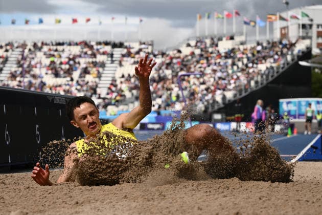 COM26 ATHLETICS, Chris Mitrevski of Australia competes in the Men s Long Jump Qualifying during the Glasgow 2026 Commonwealth Games at Scotstoun Stadium in Glasgow, Scotland, Monday, July 27, 2026. ( NO ARCHIVING, EDITORIAL USE ONLY Glasgow United Kingdom  Copyright: xJOELxCARRETTx 20260727164307172172