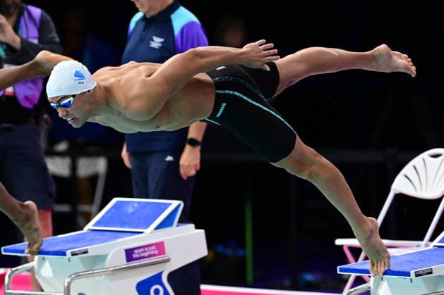 COM26 SWIMMING HEATS, David Young of Fiji during the Men™s 100m Freestyle heats at the Glasgow 2026 Commonwealth Games at the Tollcross International Swimming Centre in Glasgow, Scotland, Monday, July 27, 2026. ( NO ARCHIVING, EDITORIAL USE ONLY Glasgow Scotland United Kingdom  Copyright: xDEANxLEWINSx 20260727176903216647