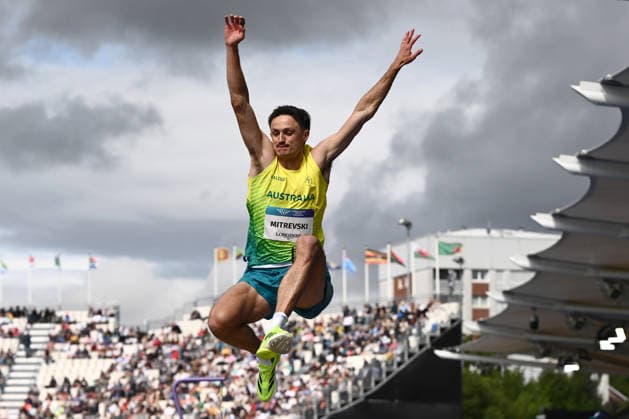 COM26 ATHLETICS, Chris Mitrevski of Australia competes in the Men s Long Jump Qualifying during the Glasgow 2026 Commonwealth Games at Scotstoun Stadium in Glasgow, Scotland, Monday, July 27, 2026. ( NO ARCHIVING, EDITORIAL USE ONLY Glasgow United Kingdom  Copyright: xJOELxCARRETTx 20260727188639031961